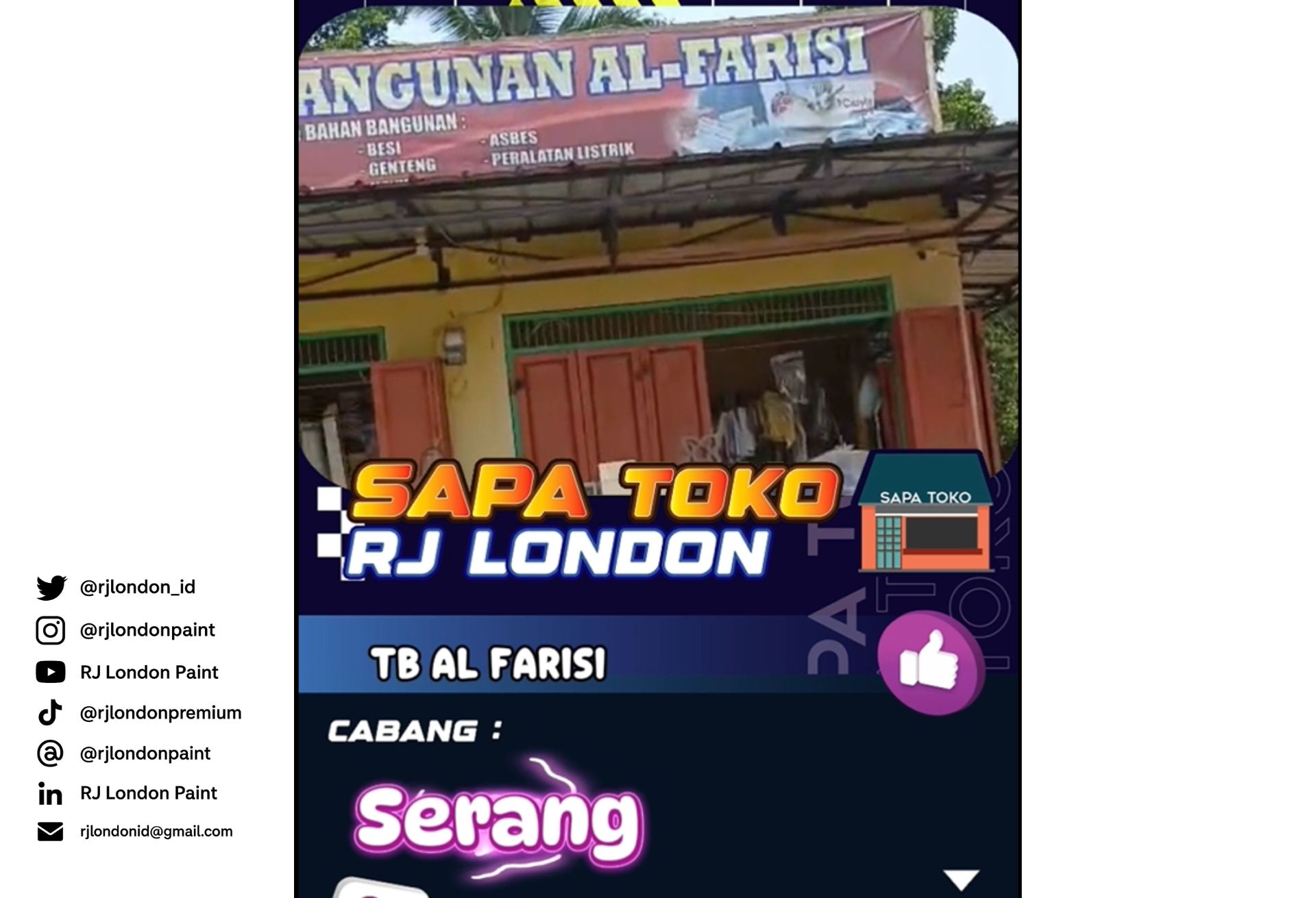 Sapa Toko Cabang Serang Toko Bangunan Al Farisi, Mitra RJ London yang Telah Dipercaya Selama Bertahun-Tahun